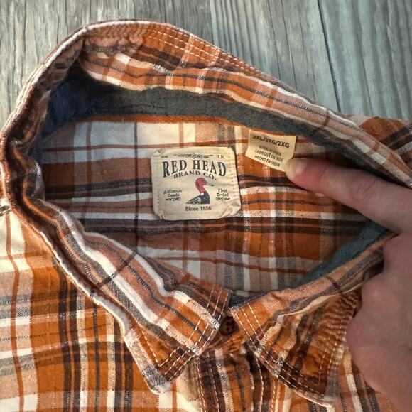 Set of‎ 2 Red Head Long Sleeve Plaid Button Down Shirts Mens 2XL Red Brown - Picture 11 of 16